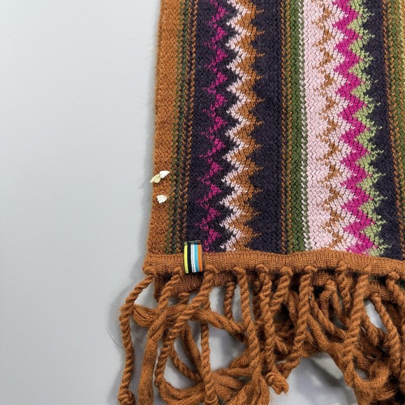 SmartWool Scarf Womens One Size Multicolor Knit Fringe Geometric Long Winter - Picture 5 of 9